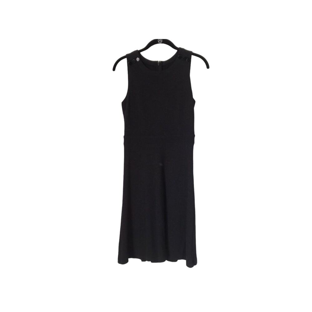 Loft Dress Womens Size 0 Grey Sleeveless Scoop Neck Button Shoulder Detai Zipper